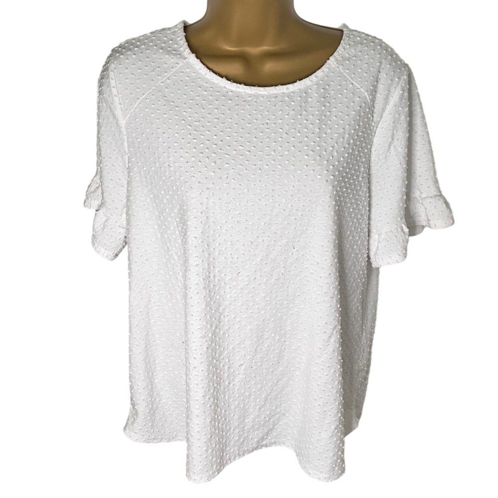 W5 Textured Flutter Sleeve Blouse White Large